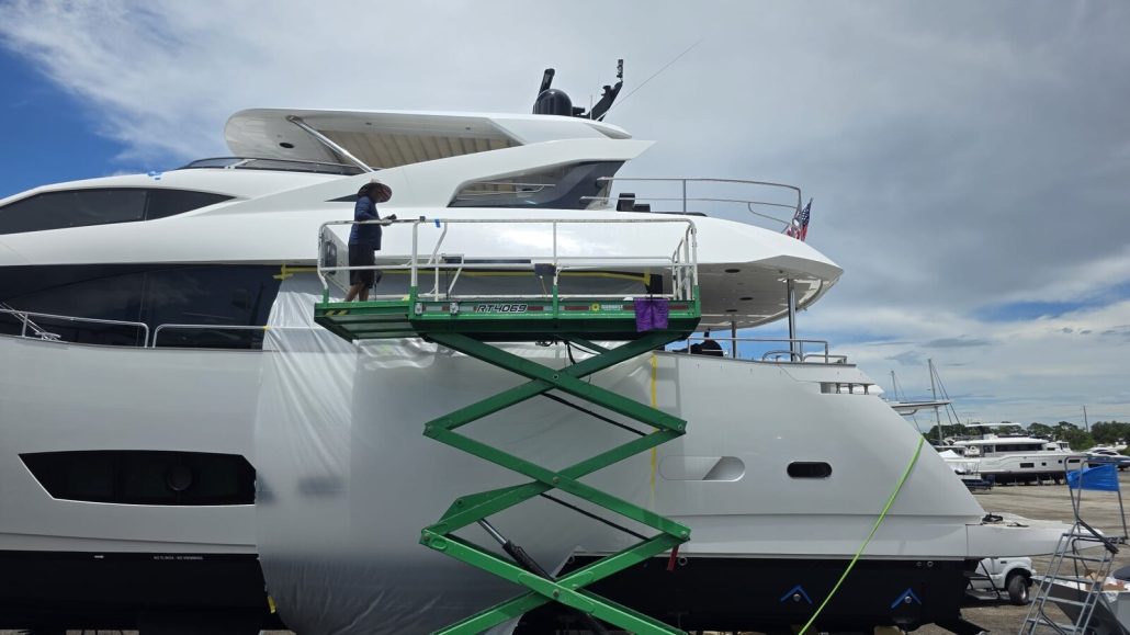 Sunseeker during exterior work with elevated access